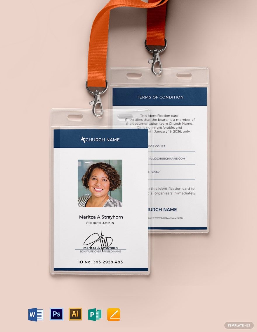 Church ID Card Templates Design, Free, Download