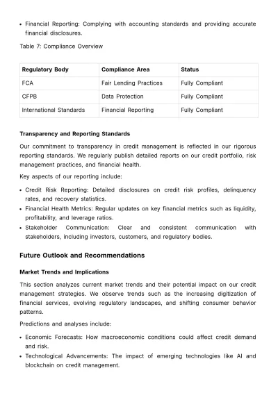 Free Finance Credit Transparency Report Template to Edit Online