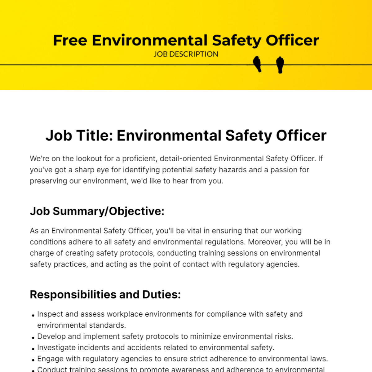 Environmental Safety Officer Job Description Template