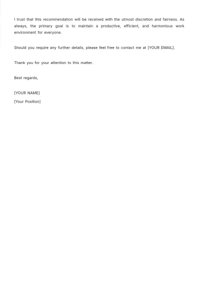 Free Recommendation to Terminate Employment Letter Template to Edit Online