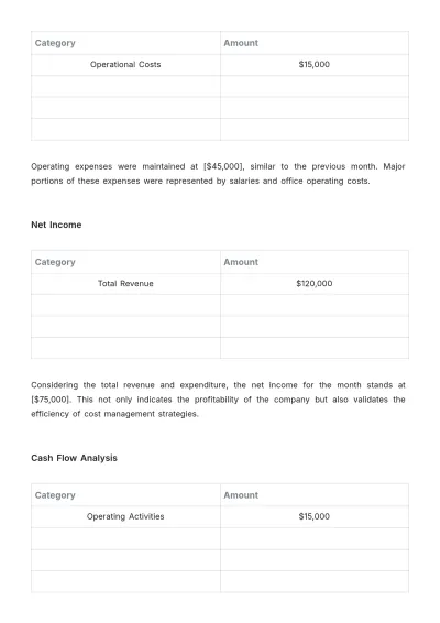 Free Monthly Accounting Report Template to Edit Online