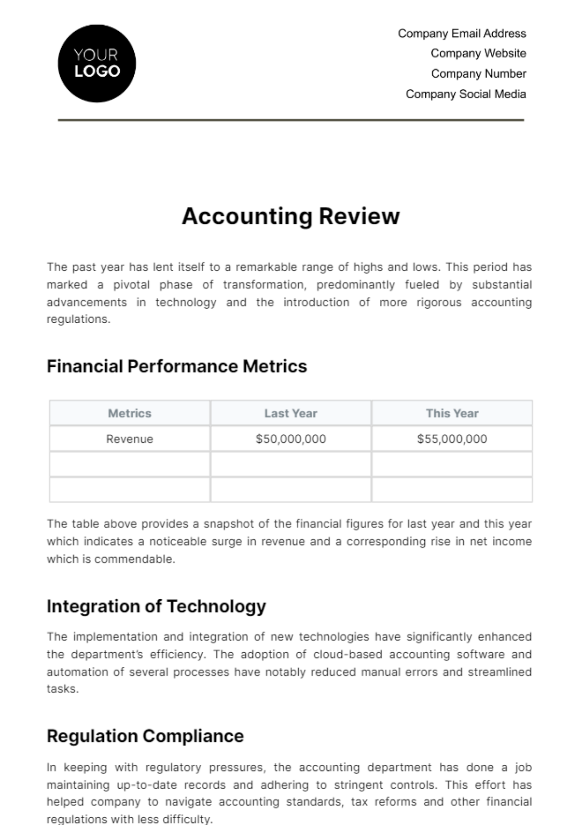 Accounting Review Template