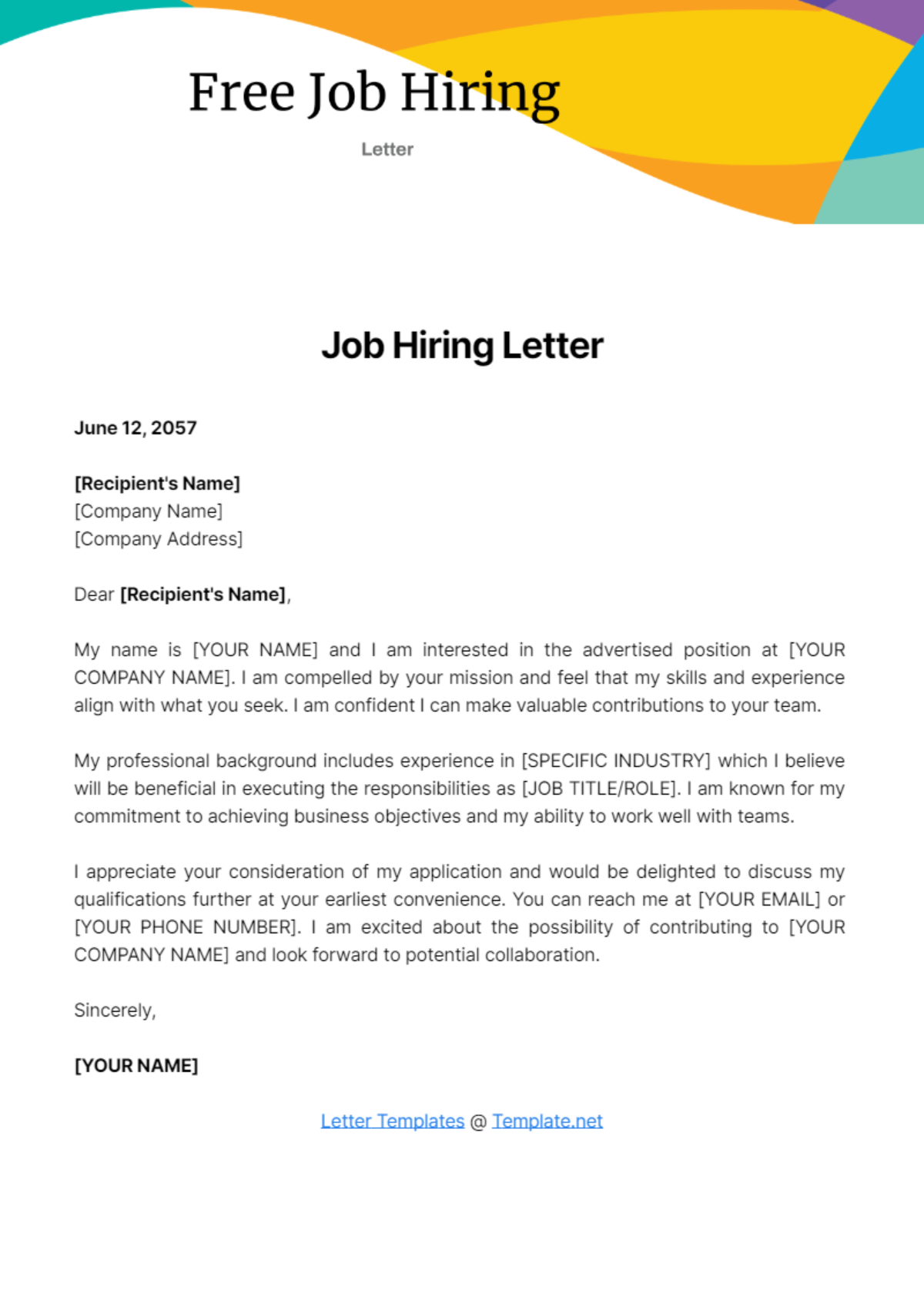 Job Hiring Letter Template