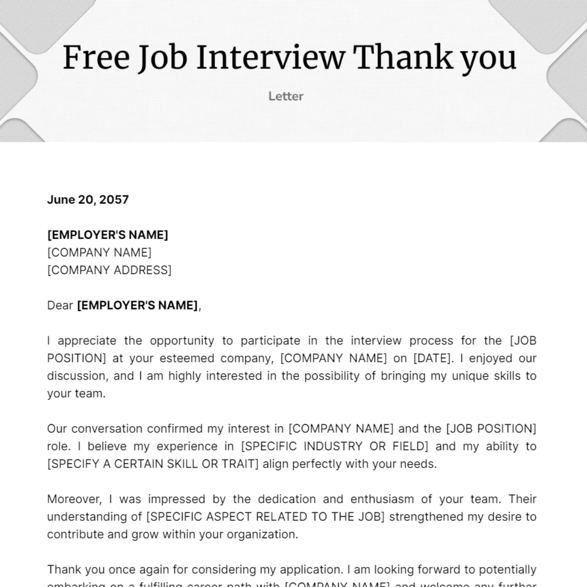 Job Interview Thank you Letter Template