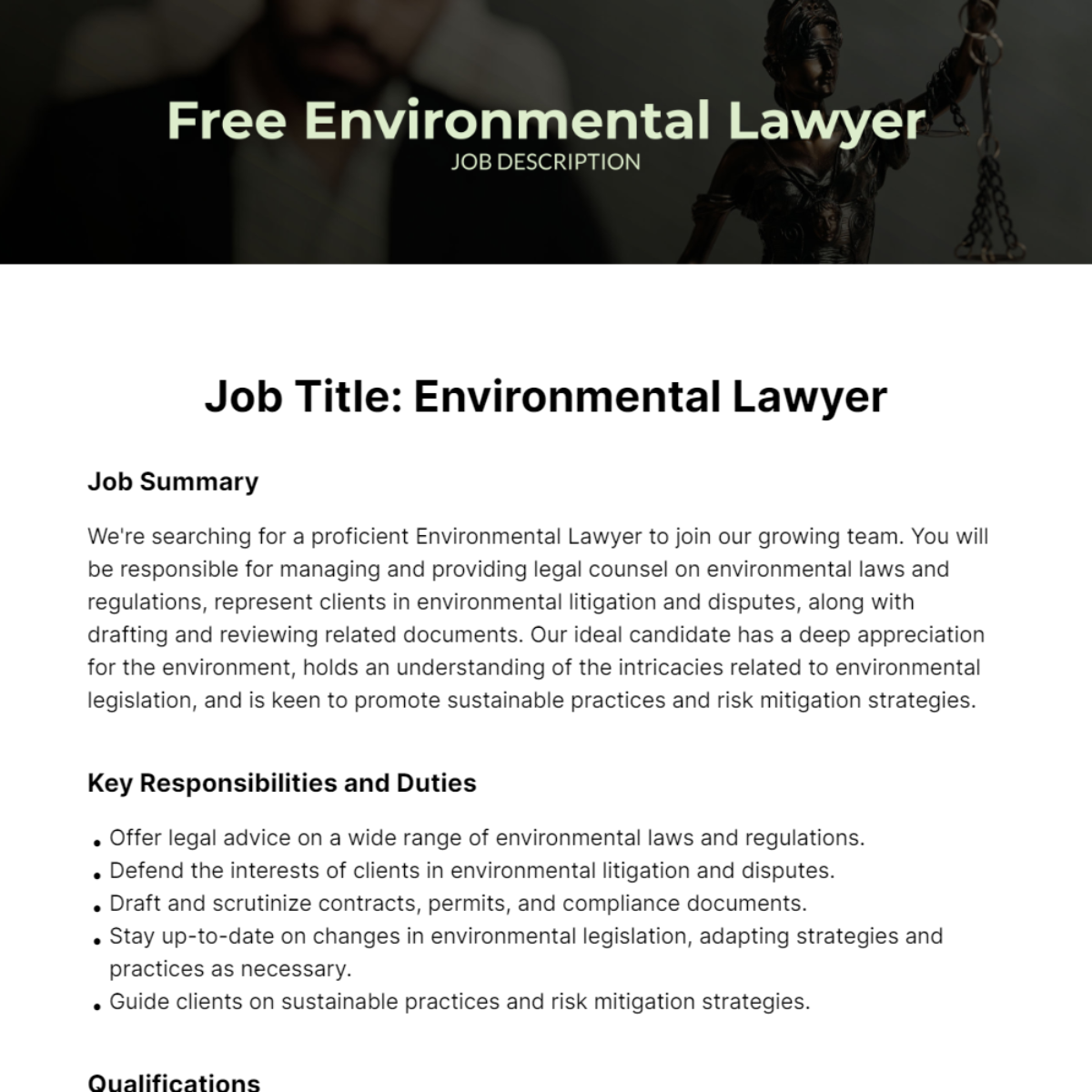 Environmental Lawyer Job Description Template