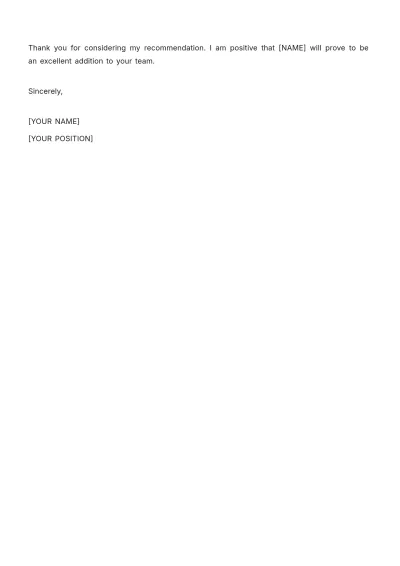 Free Character Reference Letter for Employment Template to Edit Online