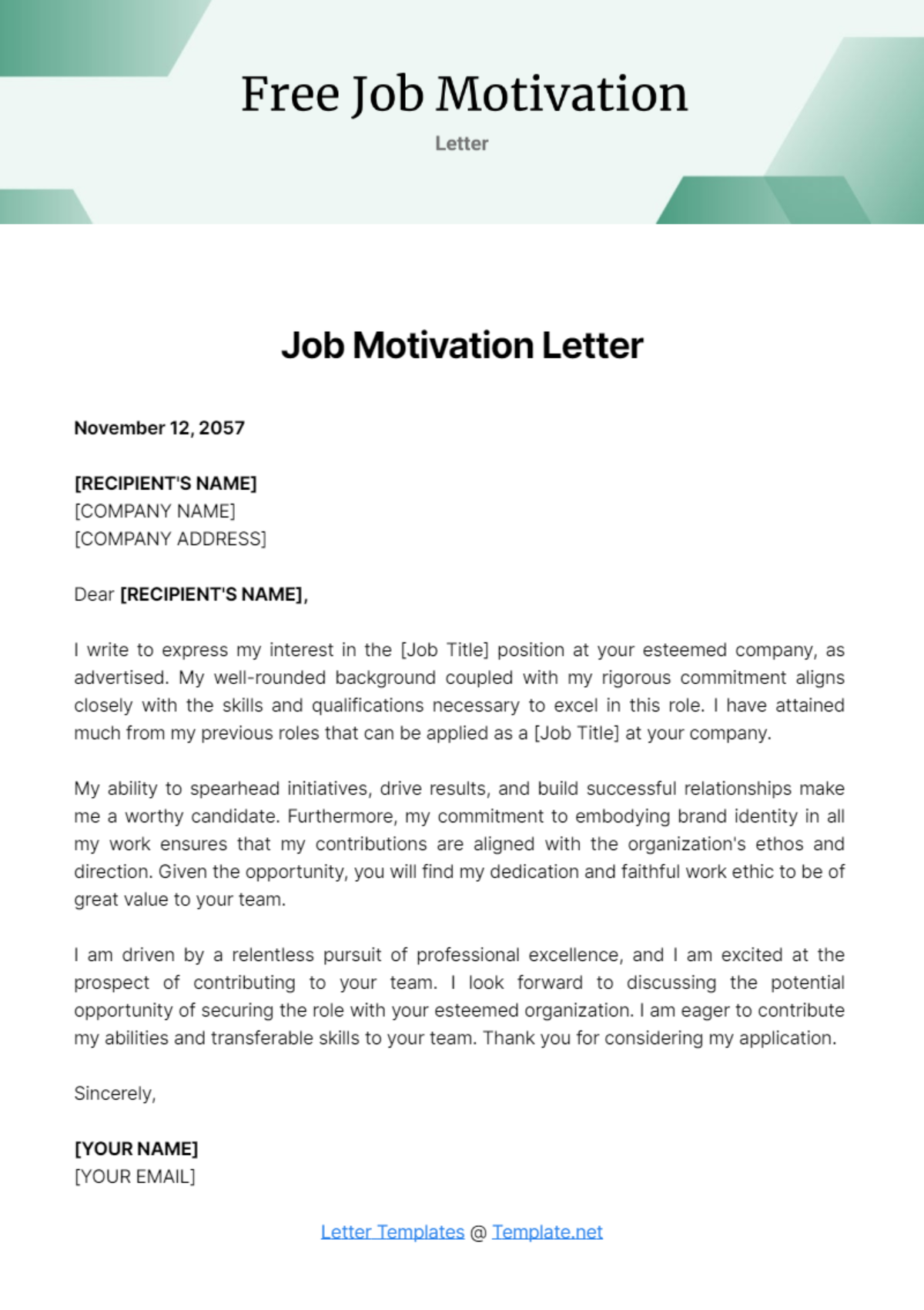 Job Motivation Letter Template