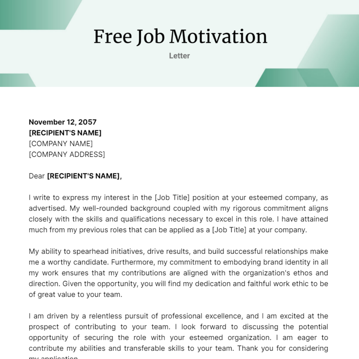 Job Motivation Letter Template
