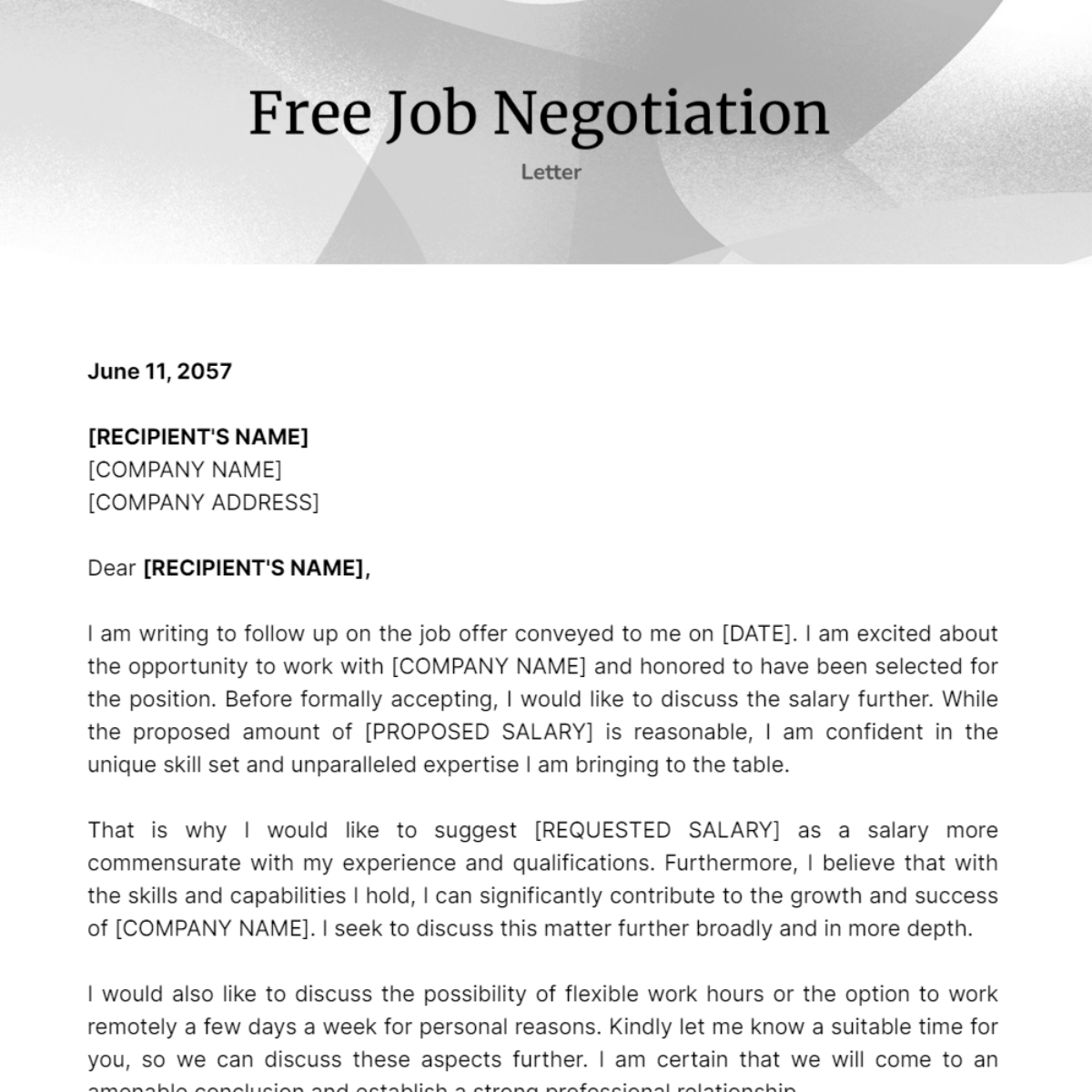 Job Negotiation Letter Template