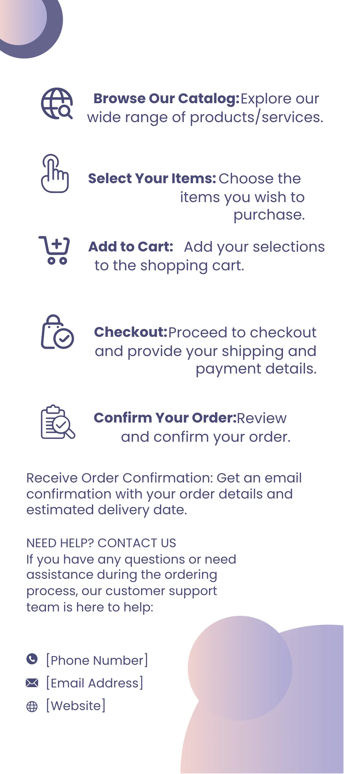 Free Ordering Process Guide Rack Card Template to Edit Online