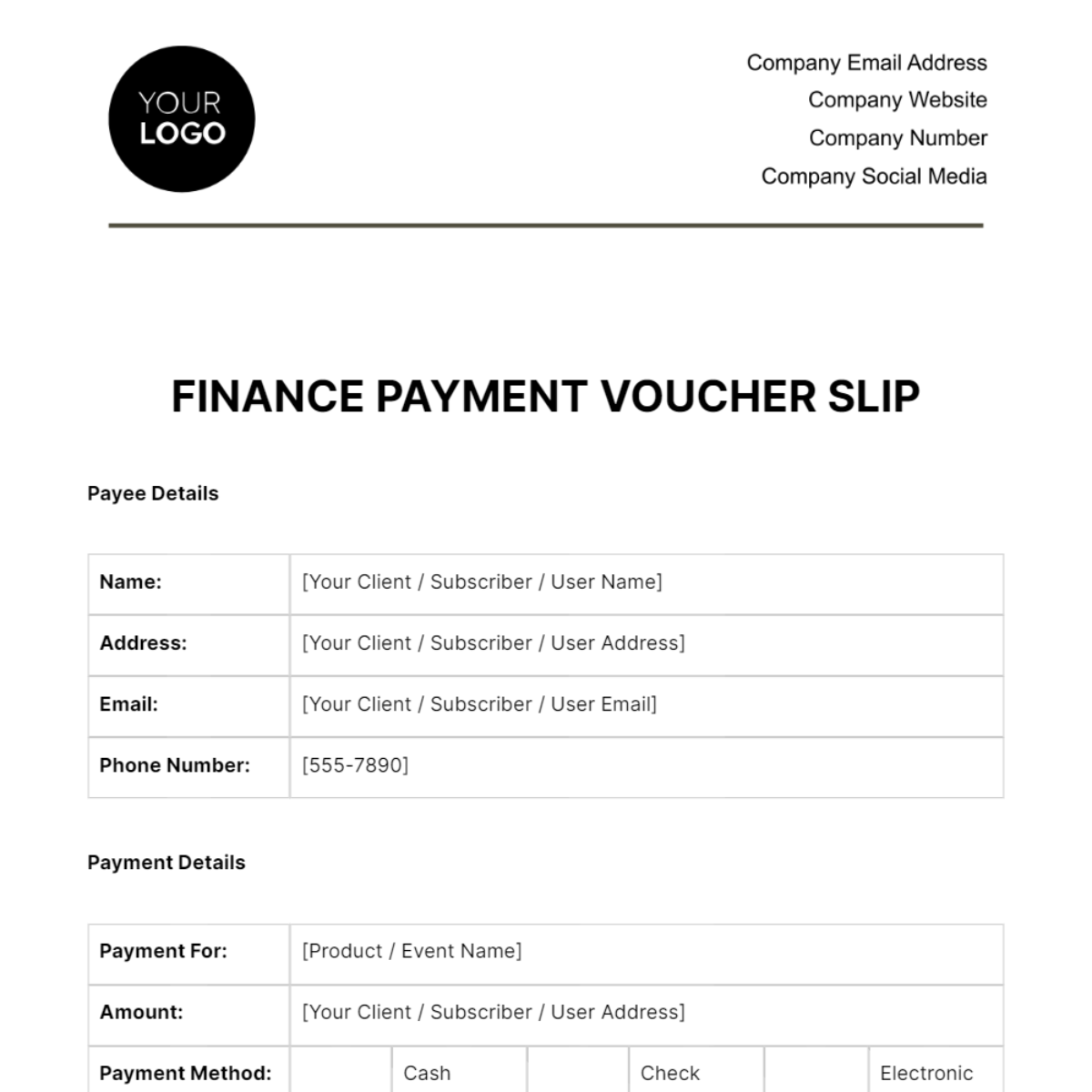 Finance Payment Voucher Slip Template - Edit Online & Download