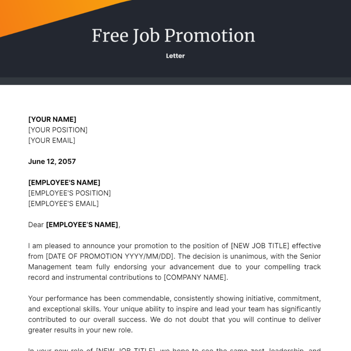 Job Promotion Letter Template