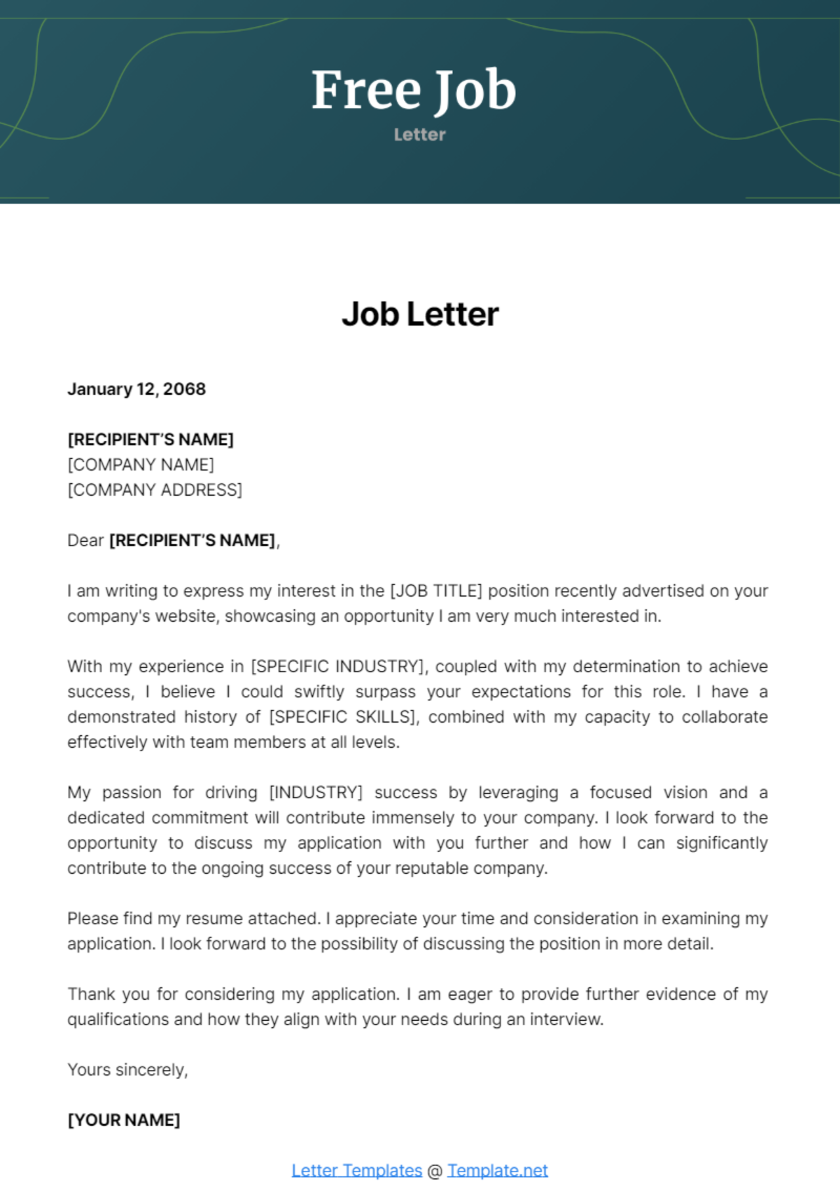 Job Letter Template