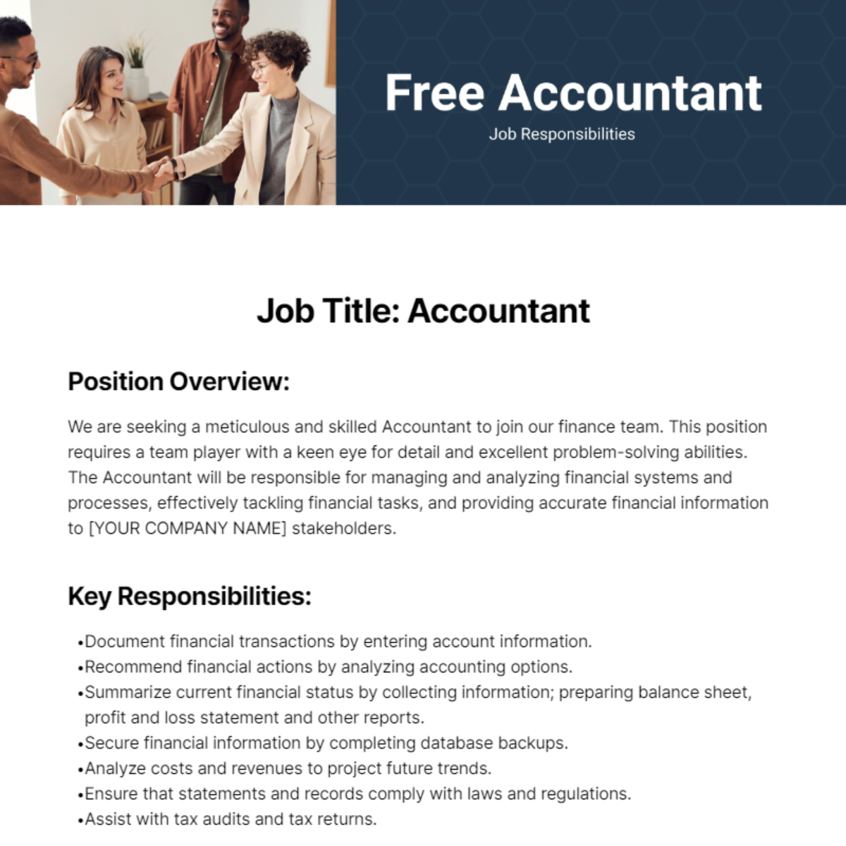 Accountant Job Responsibilities Template