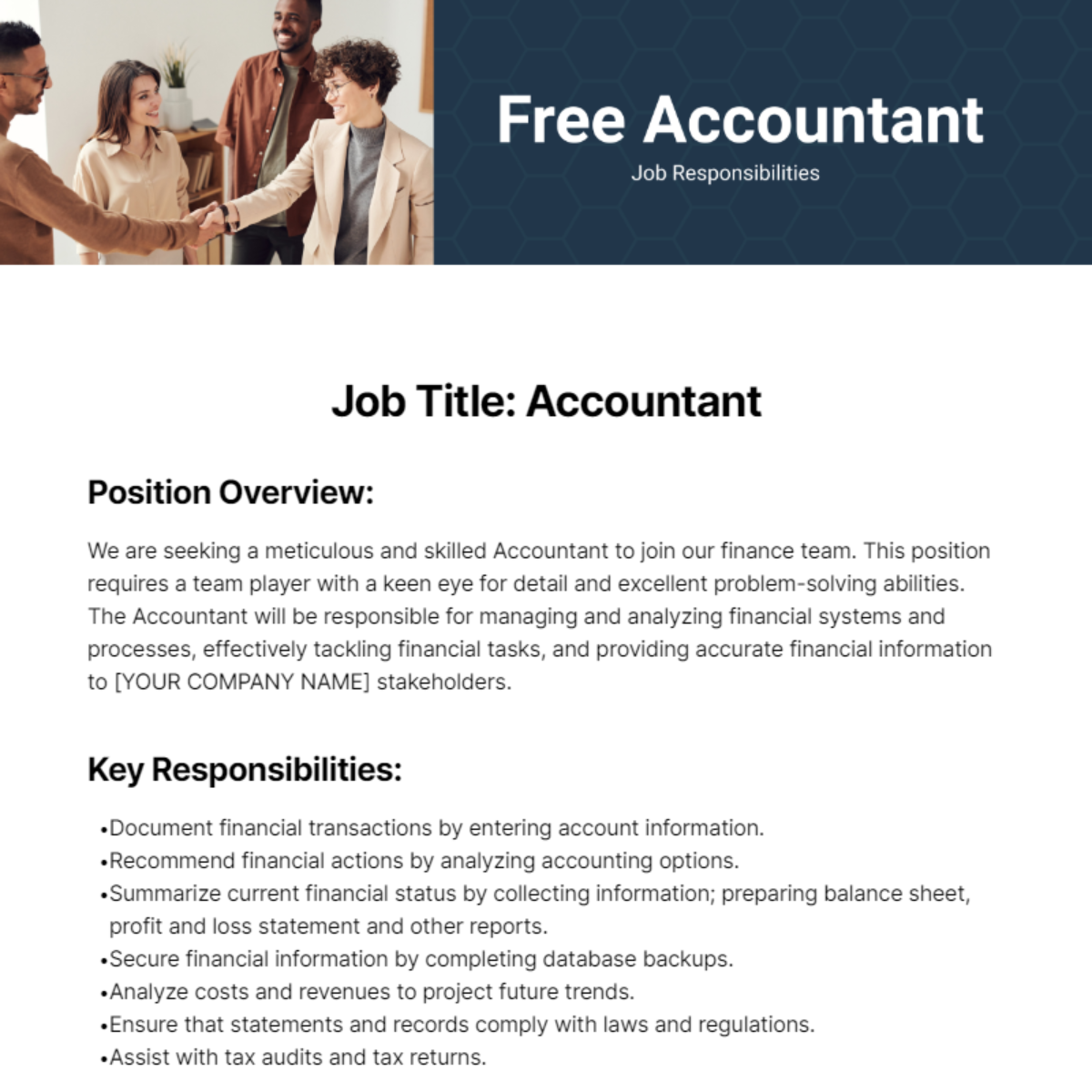 Accountant Job Responsibilities Template - Edit Online & Download