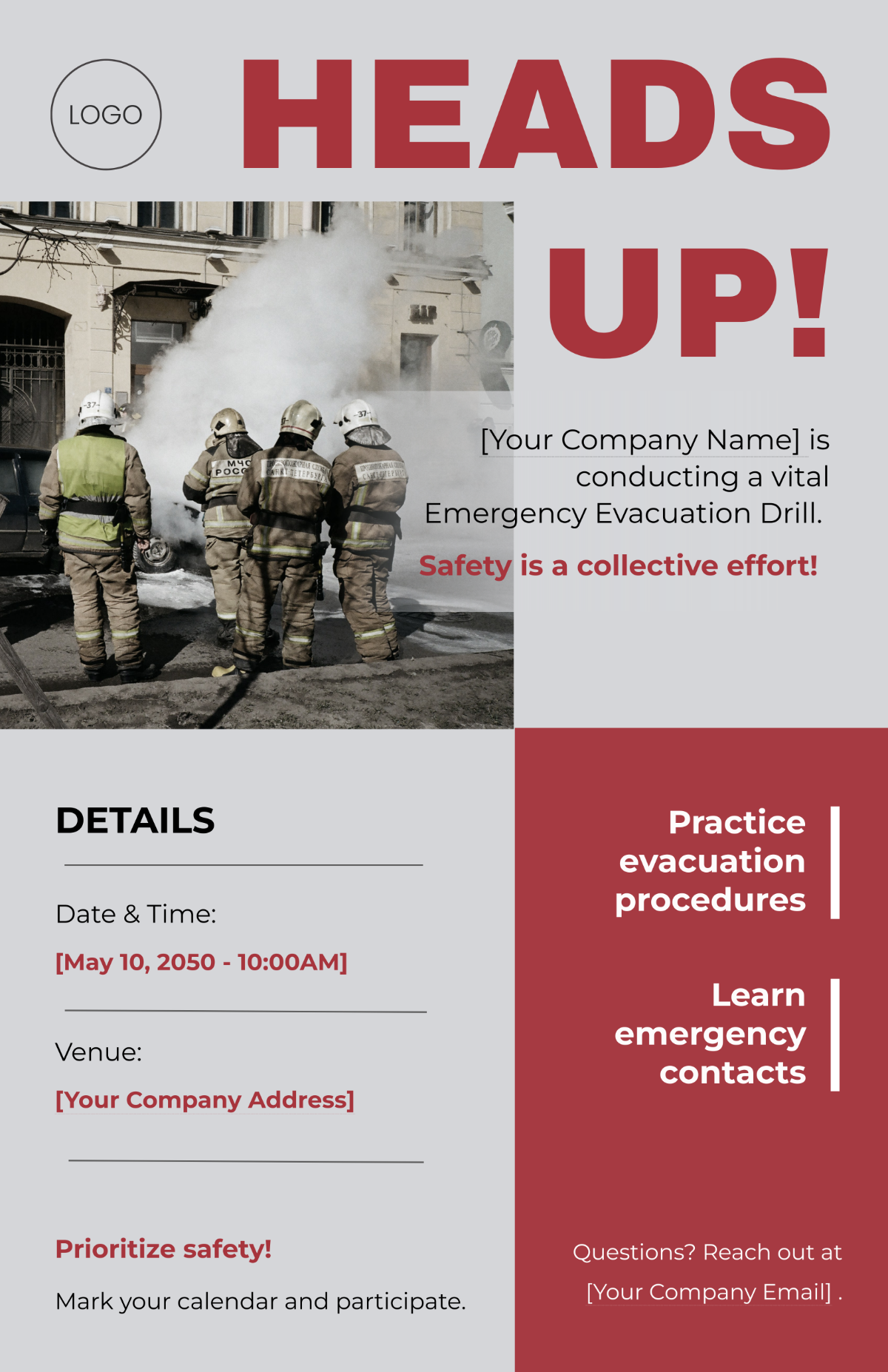 Emergency Evacuation Drill Announcement Poster Template