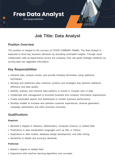 Free Data Analyst Job Responsibilities Template to Edit Online