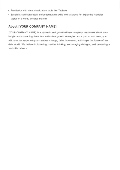 Free Data Analyst Job Responsibilities Template to Edit Online
