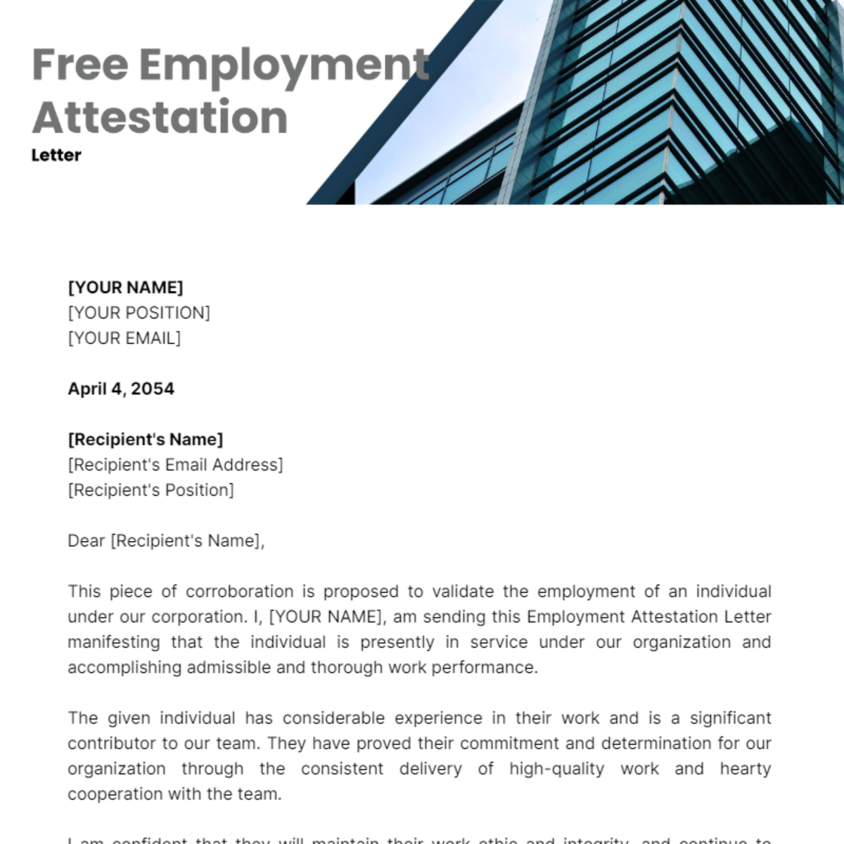 Free Employment Attestation Letter Edit Online Download Template Net