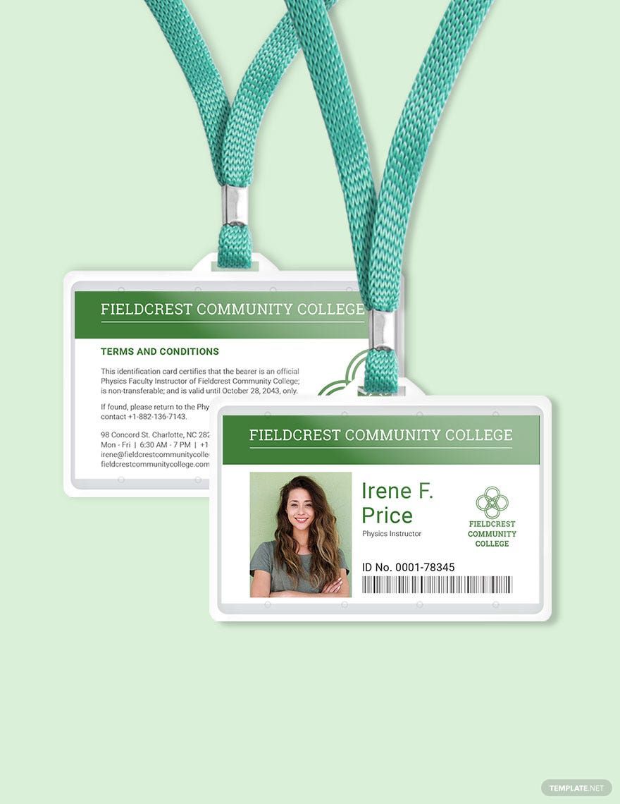 Community College ID Card Template