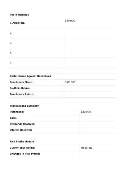 Free Finance Investment Reporting Slip Template to Edit Online