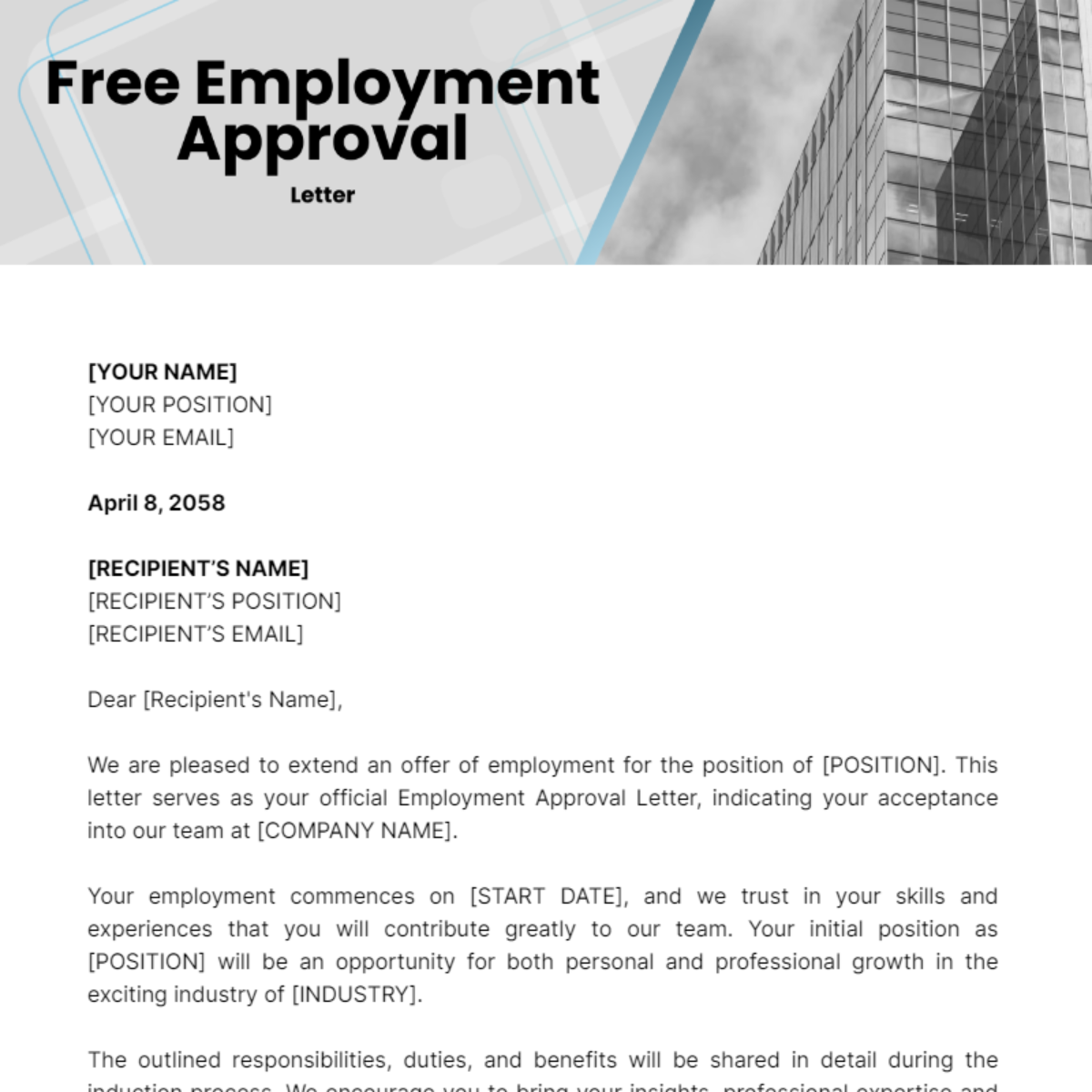 Employment Approval Letter Template