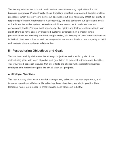 Free Finance Credit System Restructuring Plan Template to Edit Online