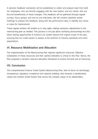 Free Finance Credit System Restructuring Plan Template to Edit Online