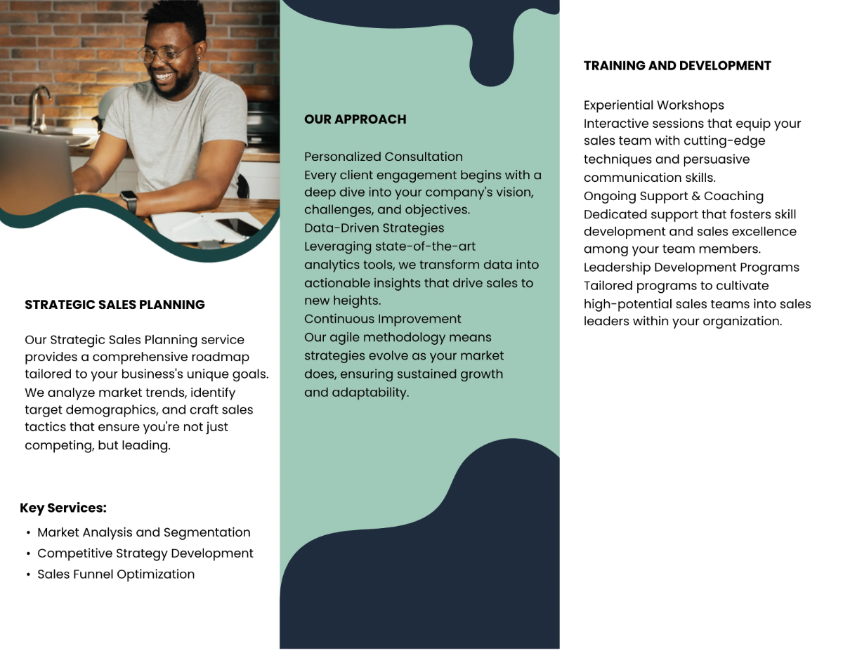 Free Sales Services Overview Brochure Template to Edit Online