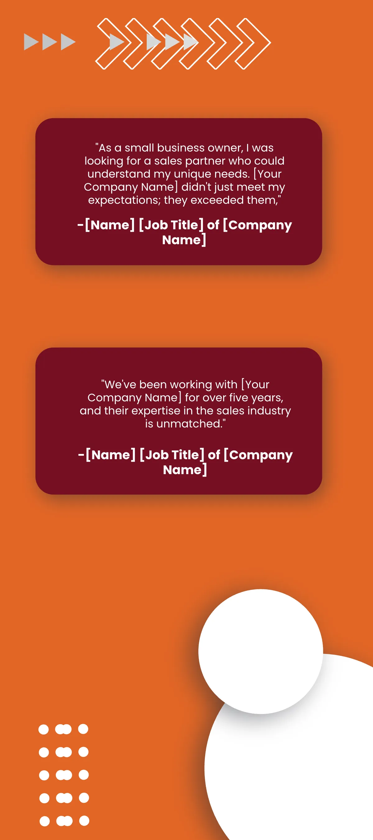 Free Sales Customer Testimonials Rack Card Template to Edit Online