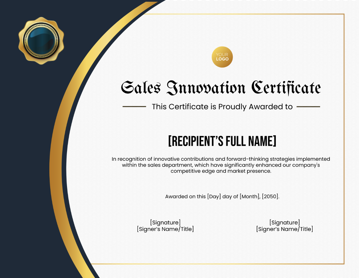 Sales Innovation Certificate Template