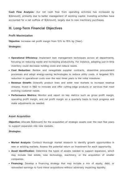 Free Finance Long-Term Accounts Management Plan Template to Edit Online