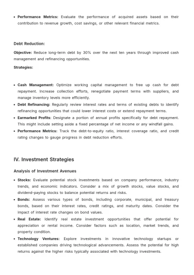 Free Finance Long-Term Accounts Management Plan Template to Edit Online