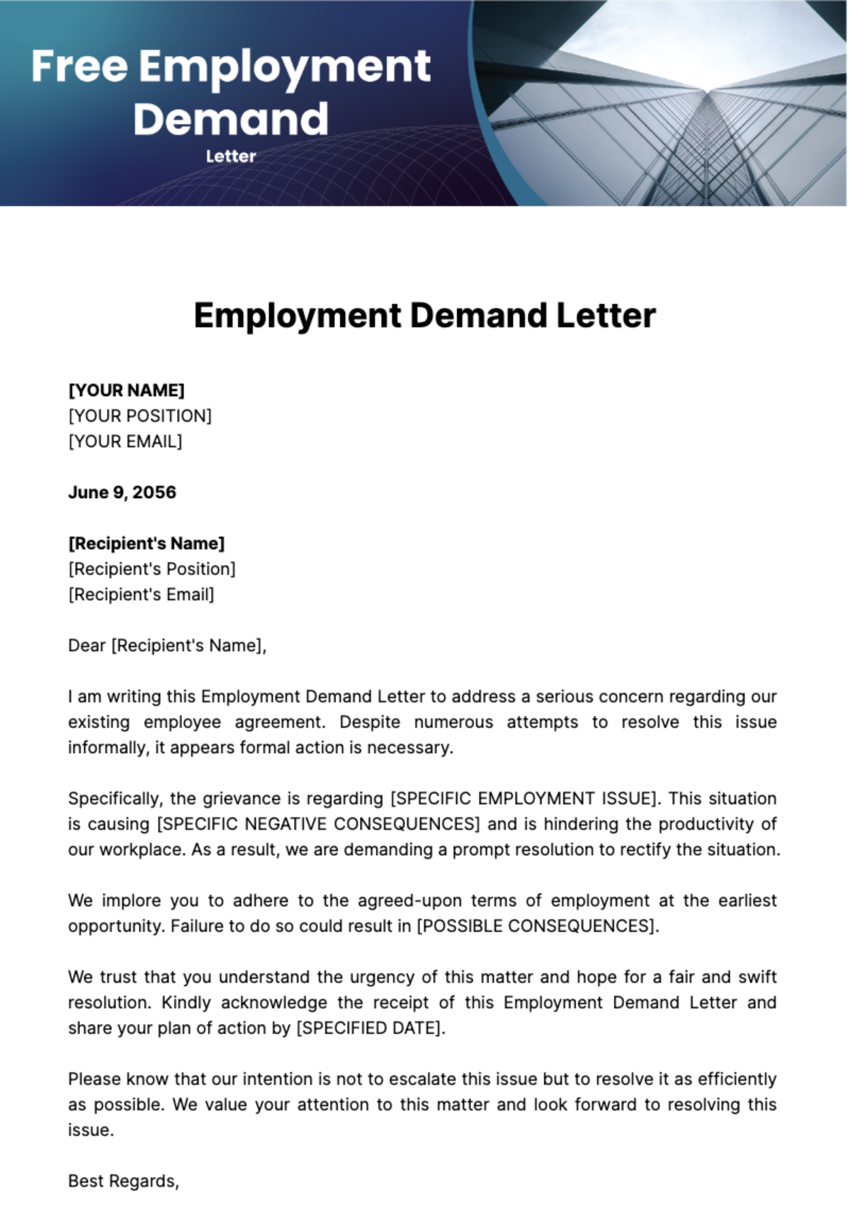 Free Employment Demand Letter Template
