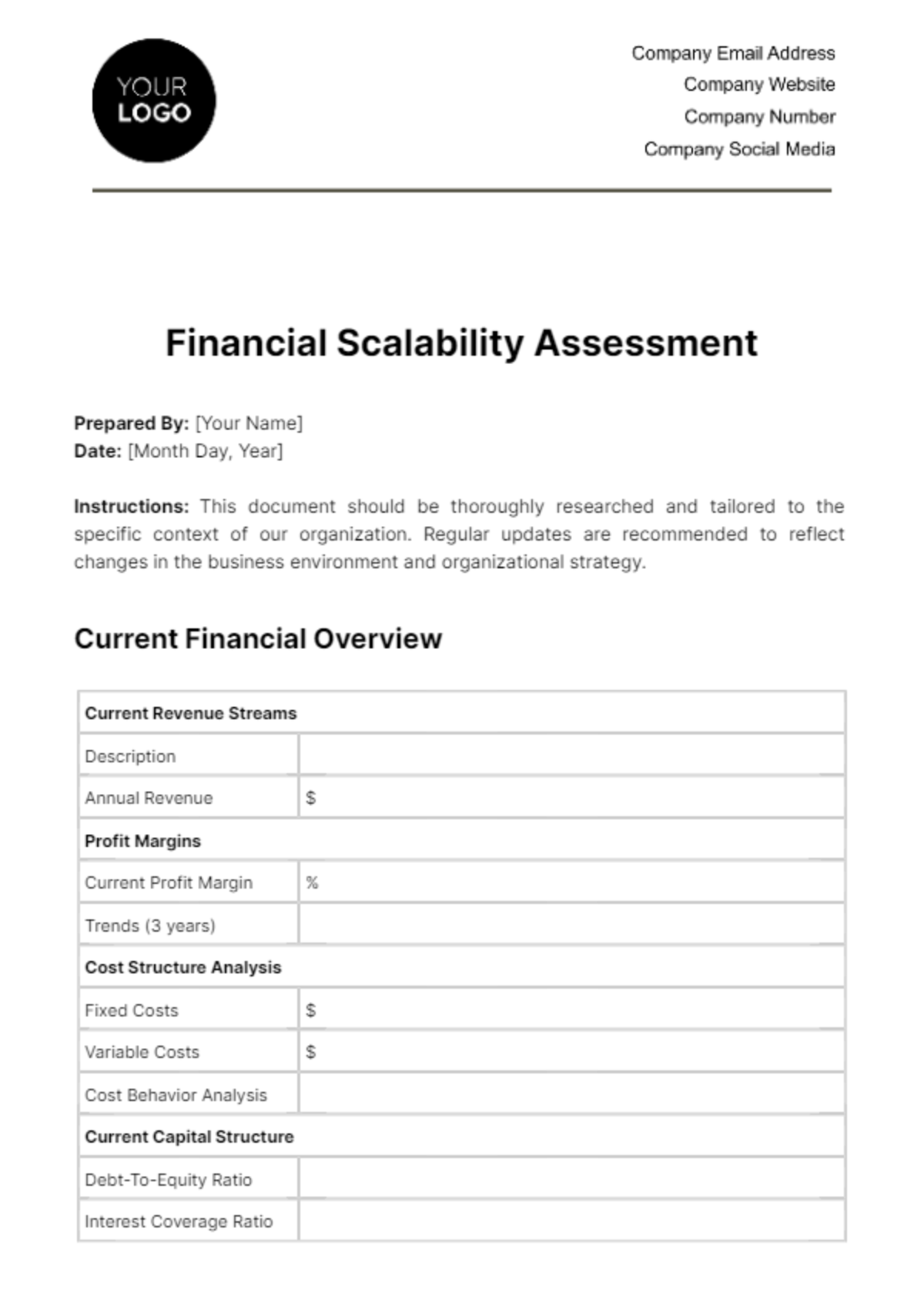 Financial Scalability Assessment Template