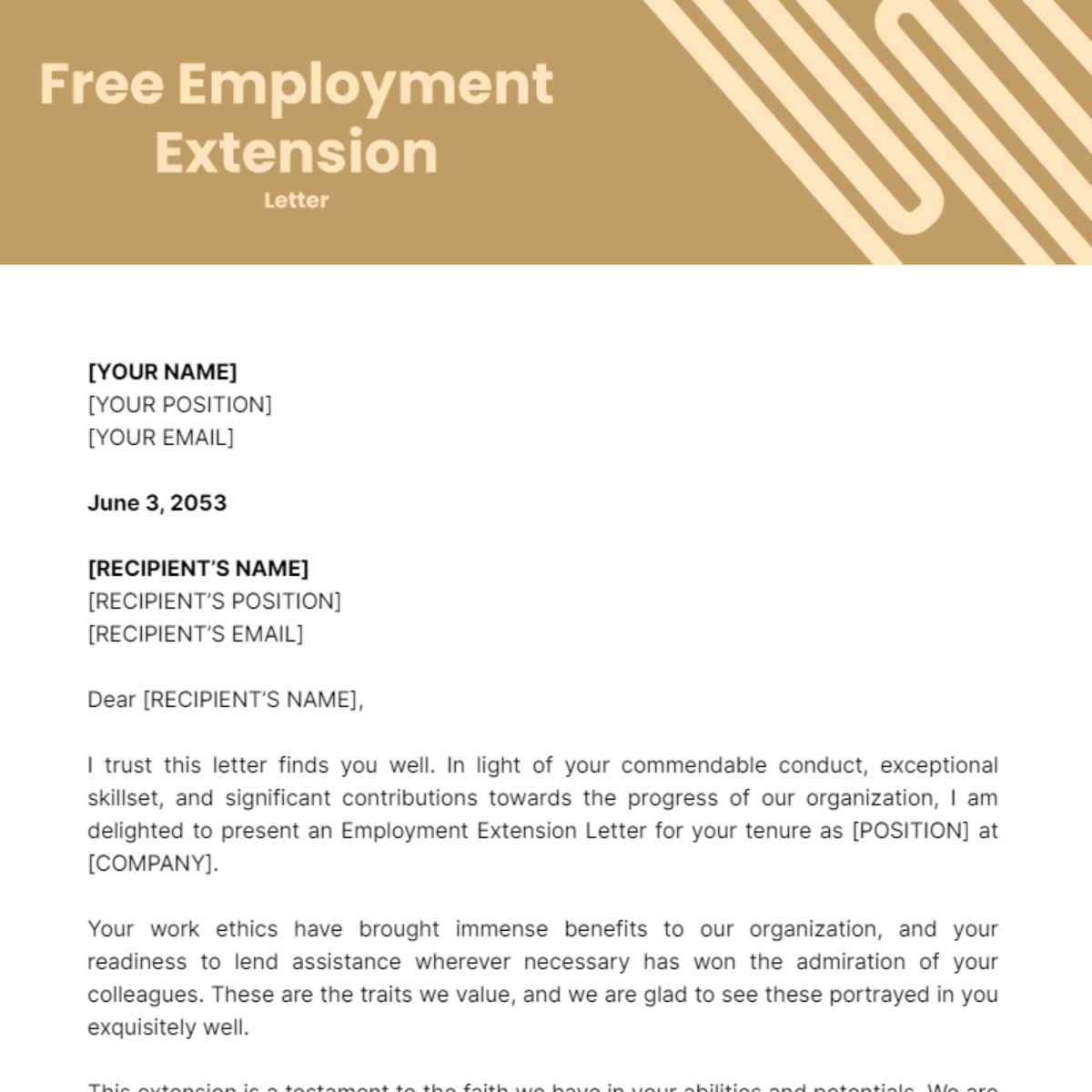 Employment Extension Letter Template