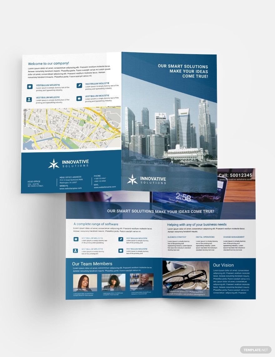 Business Solutions Bi-Fold Brochure Template