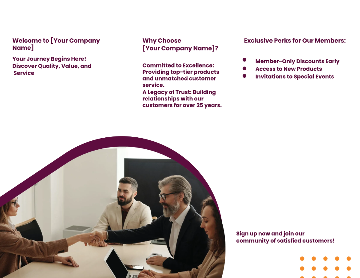 Free Sales New Customer Guide Brochure Template to Edit Online