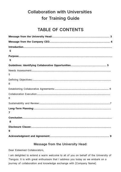Free Collaboration with Universities for Training Guide HR Template to Edit Online