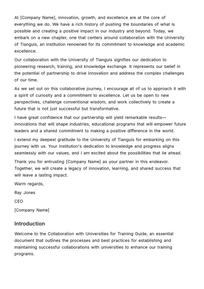 Free Collaboration with Universities for Training Guide HR Template to Edit Online