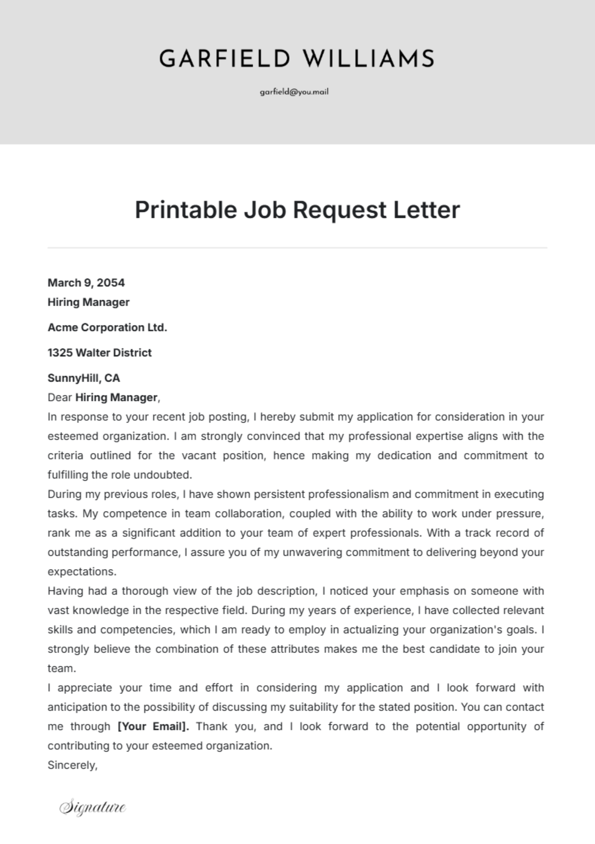 Free Simple Site Visit Request Letter Template to Edit Online