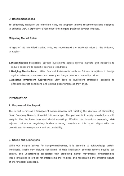 Free Financial Risk Transparency Report Template to Edit Online