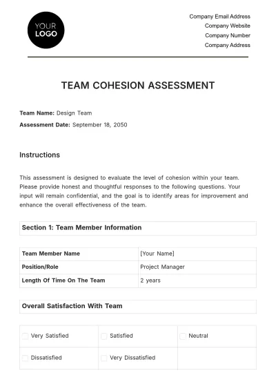 Free Team Cohesion Assessment HR Template to Edit Online