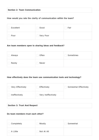 Free Team Cohesion Assessment HR Template to Edit Online