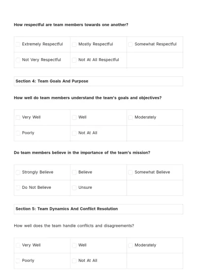 Free Team Cohesion Assessment HR Template to Edit Online