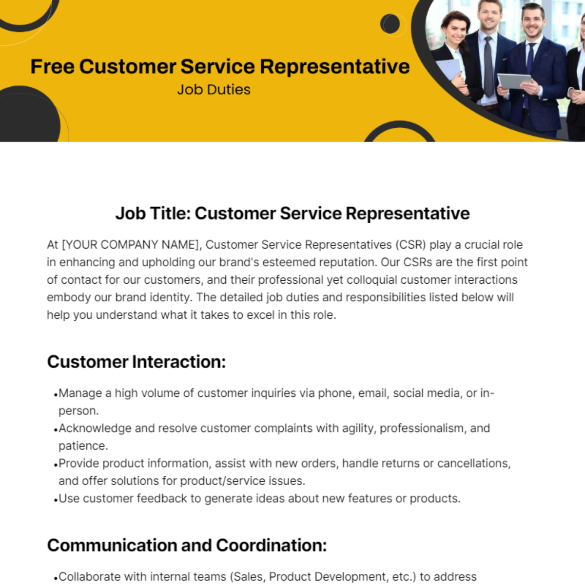 Page 3 FREE Job Description Templates Examples Edit Online Download