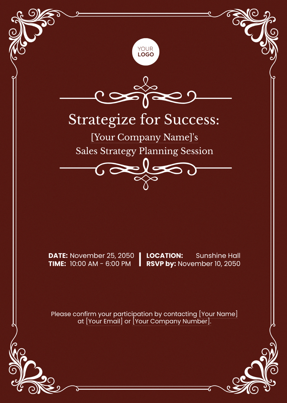 Sales Strategy Planning Session Invitation Card Template