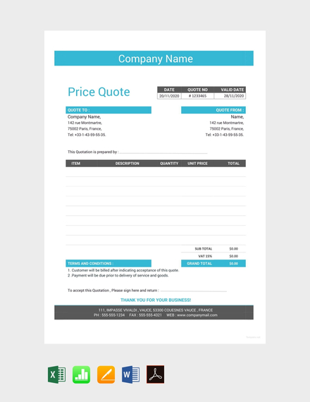 43 Free Quotation Templates Google Docs Template Net