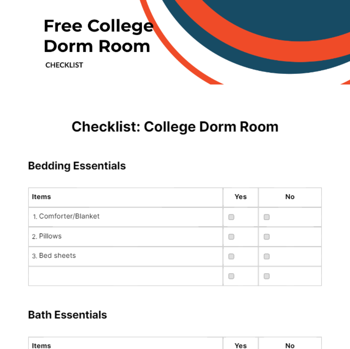College Dorm Room Checklist Edit Online & Download Example