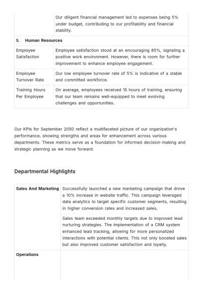 Free Monthly Performance Tracking Document HR Template to Edit Online